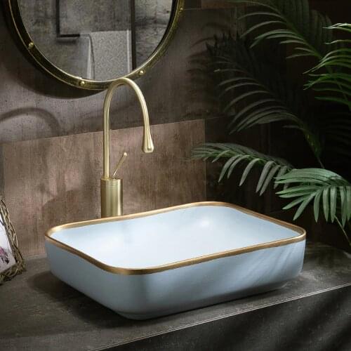 Rectangle Bathroom Ceramic Counter Top Wash Basin Cloakroom Vessel Sink ceramic wash basin art restaurant bathroom sinks