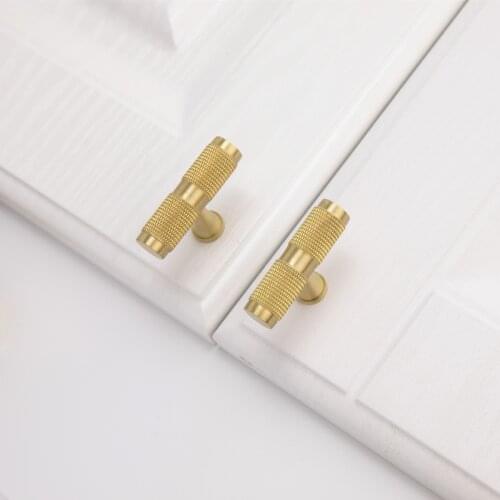 Luxury Satin Brass Knurled/Textured Cabinet Knob T Bar Kitchen Wine Cabinet Cupboard Door Drawer Pulls Furniture Handle Hardware