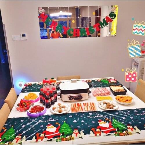 2021 Christmas Rectangular Disposable Tablecloth Cartoon Desktop Decoration PE Tablecloth New Year Supplies Fast Delivery