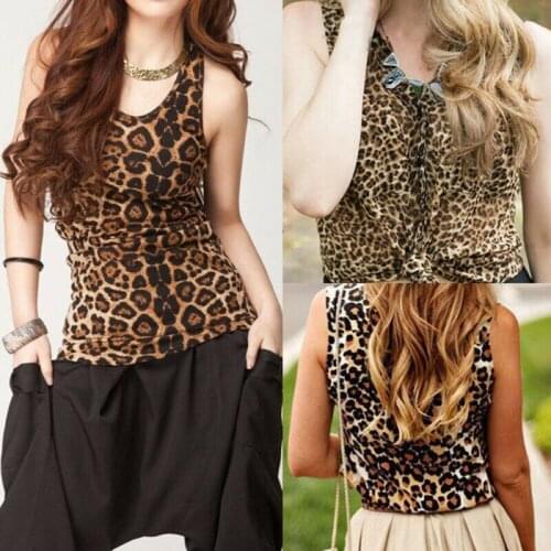 Sexy Women Summer Casual Tank Vest Leopard Tops Vest Sleeveless Strap Leopard Print Tank Camisoles V-neck Clubwear Tank 2020
