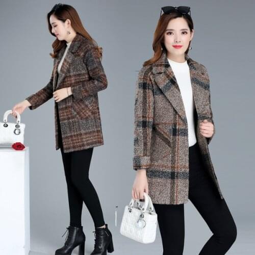 Woolen coat womens autumn and winter mid-length woolen coat slim slimming