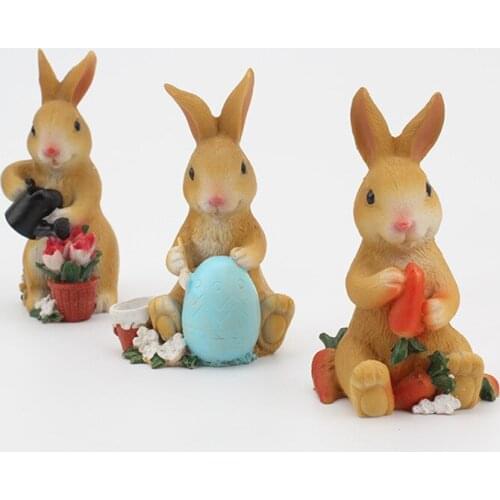 Six Cute Cartoon Painted Rabbit Decoration Garden Desktop Simulation Animal Decoration Creative Home
