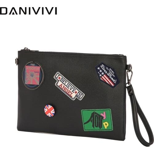 Envelope Leather Handbag for Men Bag Black Cluth Fashion Korean Designer Mens Purse Large Capacity Day Cluth Bag Man Hand Bags