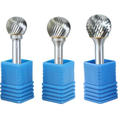 D Type Ball Shape Single Double Cut Carbide Rotary Burr File with 6mm Shank Diameter for Woodworking Polishing Tool
