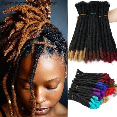 Rebecca Handmade Dreadlock Human Hair Extensions Ombre Crochet Braiding Hair For Afro Women and Men T1B/27 30 PINK RED Purple