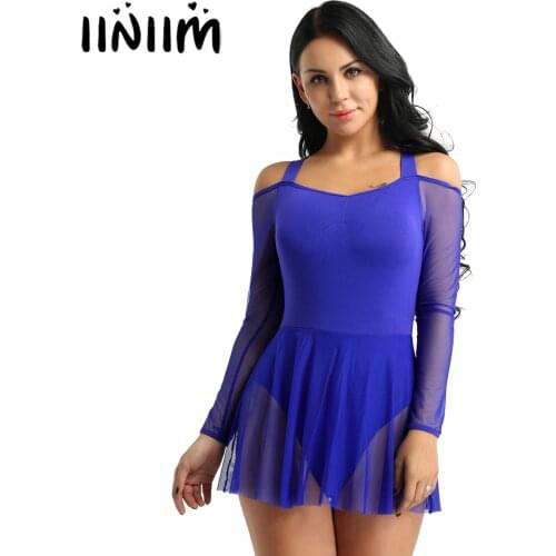 Womens Girls Ballet Dance Wear Adult Halter Professional Ballroom Dress Ballerina Gymnastic Leotard Dress Dancewear Costumes