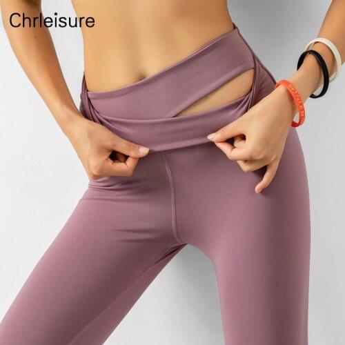 CHRLEISURE Women Sexy Workout Leggings Cross High Waist Solid Hip Lift Casual Fitness Gym Legging Stretch Pants Female Leggins