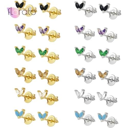 925 Sterling Silver Earrings Dainty 2 Marquise CZ Flower Shaped Stud Earrings for Women Minimalist Earrings Fashion Jewelry