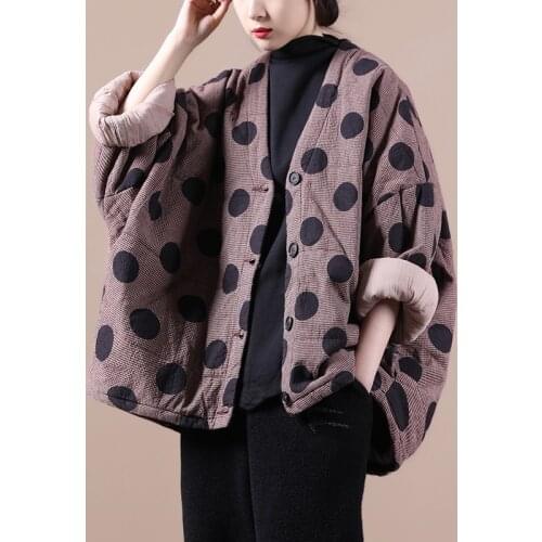 Aransue Winter 2020 New Style Loose Large Size Warm Outwear Point Veste Femme V-Neck Bat Sleeve Cotton Padded Jacke