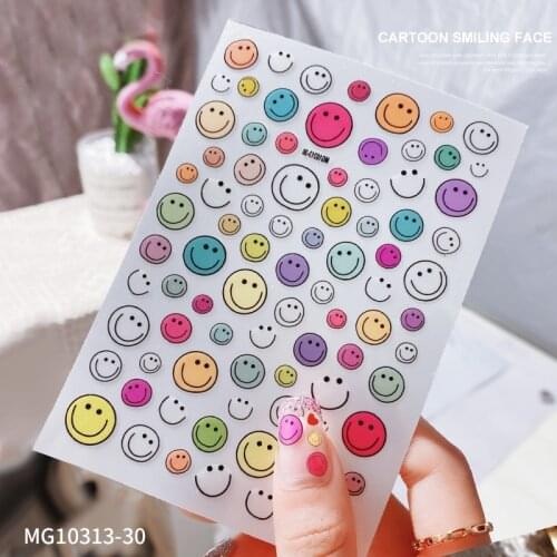 1 sheet Smile Nail Art 3D Stickers Nail Decals for Nails Smiley Face Manicure Japanese Design DIY Happy Accessories