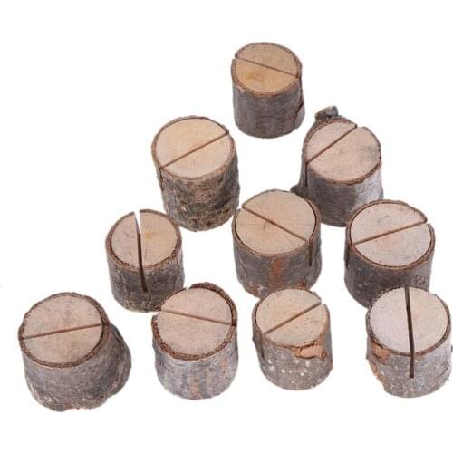 10Pcs/lot Wooden Stump Place Card Holder Wedding Decoration Reception Stand Number Table Menu Photo Clip Card Holder