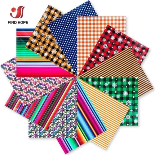 12Sheets 12"x10" Bundle Snowflake Plaid Pattern Heat Transfer Vinyl Cinco De Mayo Printed Iron on Tshirt for Clothing Cricut DIY