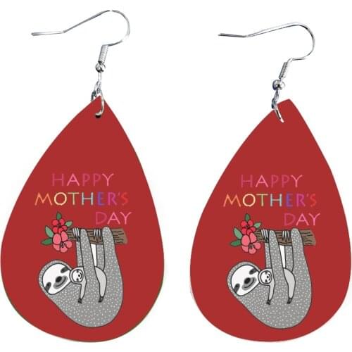 2021 Trend Proud Cute Sloth Mom Baby Happy Mothers Day Rainbow Fuax Leather Earrings We Are Now In Stock