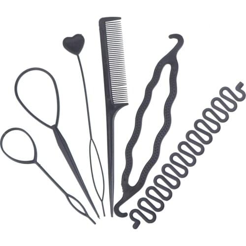 6pcs/set Hairstyle Braiding Tools Pull-through Hair Needle Hair Disk Hair Comb