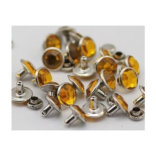 8mm Topaz Acrylic Rhinestone Rivets For Garments crystal rivets 1000pcs/lot