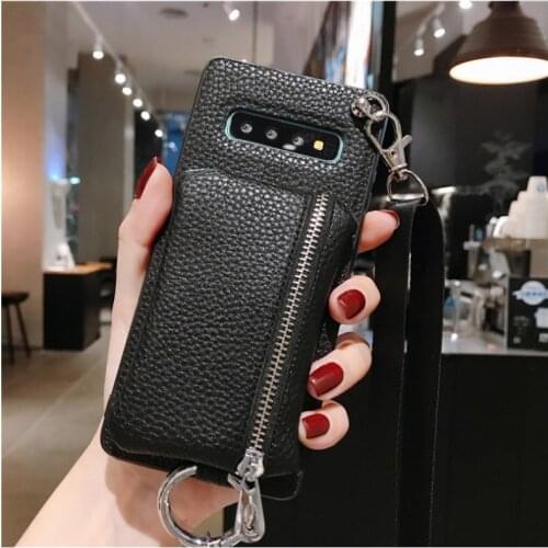 Luxury wallet card bag Crossbody strap phone case for samsung galaxy NOTE20 S20 ultra S8 S9 S10 plus s10e note8 note9 note10 pro