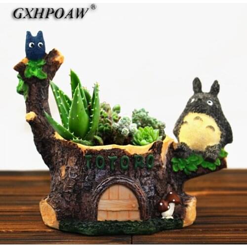 Tree Stump Green Plants Micro-landscape Fleshy Resin Flowerpot DIY Doll Mini Succulents Flower Pots Home Decoration Ornaments