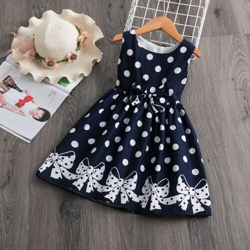 Girls Dresses Kids Summer Sleeveles Polka Dot Printed Cute Party Princess Dress Children Bowknot Birthday Wedding Gown Vestidos