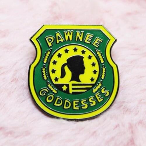 SECONDS Parks PAWNEE GODDESSES Brooch Pins Enamel Metal Badges Lapel Pin Brooches Jackets Jeans Fashion Jewelry Accessories