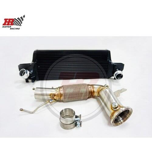 HP RACING Front Mount Intercooler + Catless Downpipe With Adapter For Min i Co oper S F54 F55 F56(not JCW) 2.0t