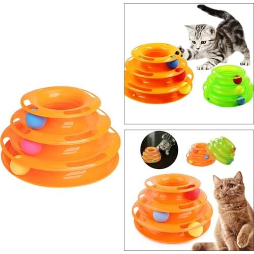 Pet Toys Cat Crazy Ball Disk Interactive Amusement Plate Play Disc Trilaminar Turntable Two Layer Cat Toy Tower Track Dropship