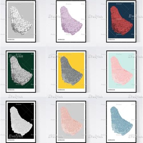 Barbados Map Art Print - Many Styles - Scandi // Vintage /Wall Art Modular Pictures Canvas Modern Home Decor Posters Gift