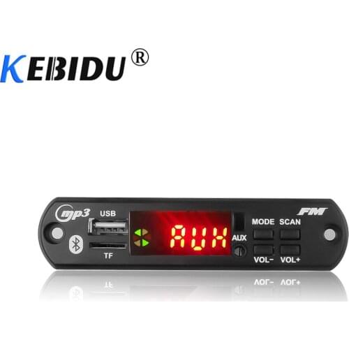 Kebidu 5V 12V MP3 WMA Decoder Board Car Kit Audio USB TF FM Radio Module Wireless Bluetooth MP3 Player Color Screen For Car