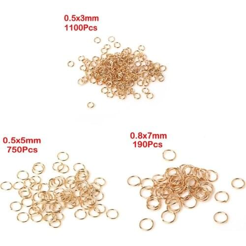 DIY 0.5x3mm/0.5x5mm/0.8x7mm 190-1100Pcs Rose Gold Plated Jump Rings Single& Loop Open Split Rings For Jewelry Findings Connector