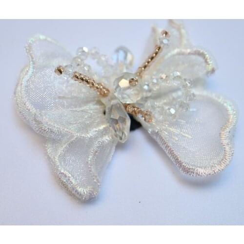 Colorful Fairy Flower bowtie beaded patches for clothing Handmade floral Rhinestone patch for clothes parches bordados para ropa