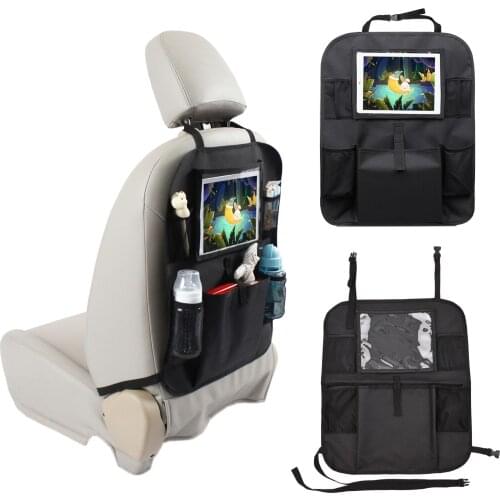Multifunctional Car Back Seat Storage Organizer Foldable Car Seat Protector with Transparent Tablet Holder for Baby Kids Toddler