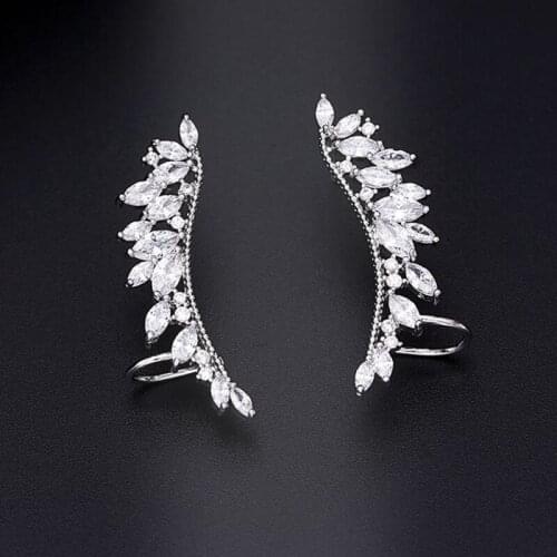 Fashion Clip Earrings For Women 2021 New Fashion No Pierced Ear Clips Bran Design Cubic Zirconia Wings Earrings Jewelry