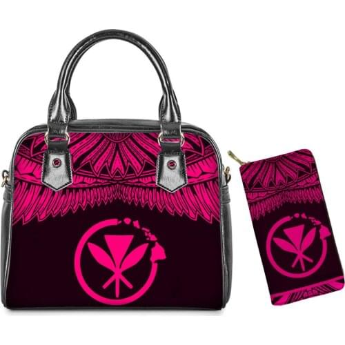 Noisydesigns Luxury Brand Designer Shoulder Messenger Bag Sets Girls Hawaiian Flowers Print Kanaka Maoli Luxury Leather Handbags