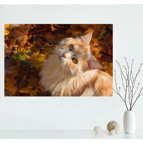 Modern Picture Cute Cat Poster Paintings For Living Room Wall Art Canvas Fabric Cloth Decoration Poster Wall Art Unframed