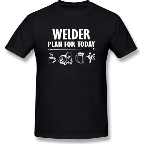 Casual Plan For Today Coffee Welder Beer Sex T-Shirt Men Round Neck T Shirt Funny Welding Gift for Welder Tees Mens Casual