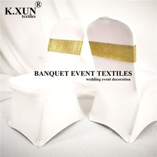 10pcs Lot Sequin Chair Band Buckle Chair Sash Fit On Banquet Chair Cover For Wedding Event Party Decoration