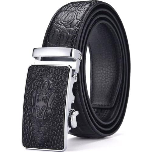 Crocodile Pattern Belt for Men Jeans Luxury Genuine Leather Trouser Waist Mens Belts Male Luxury Designer Automatic Buckle