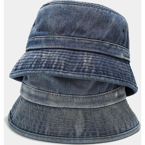 Bucket Hat Women Washed Jeans Fabric Spring Summer Sun Beach Blue Outdoor Durable Accessory Teenagers Cap