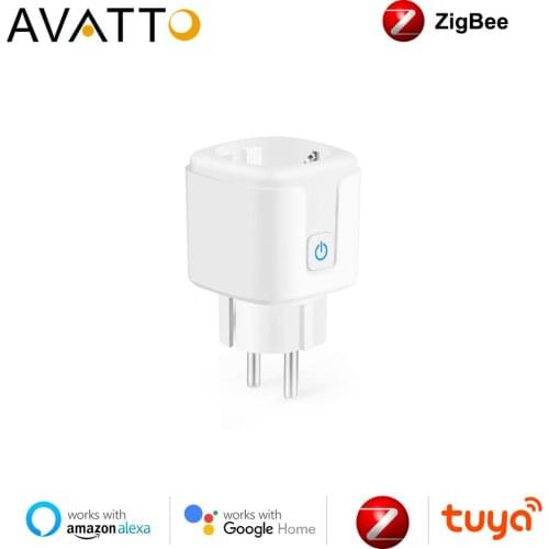 AVATTO 16A EU Smart Zigbee Power Plug with Power Monitor,Tuya Smart Home APP Wireless Socket Outlet Works with Alexa Google Home