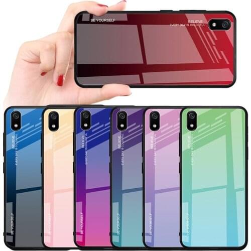 Gradient Color Glass Case For Xiaomi Redmi 7 7A Go K20 Note7 6 6A Phone Back Cover 50PCS/Lot
