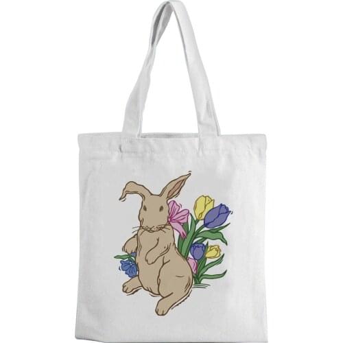 Shopping bag tote bag cartoon picture print canvas bag casual white shoulder bag stylish eco-friendly canvas bag