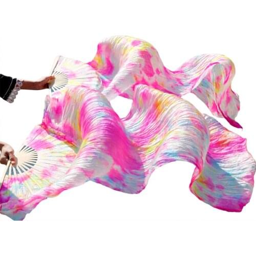 Belly Dance Fan Handmade Dyed Silk Dance Fan Belly Dance Accessories 1 Pair 100% Real Silk/Imitation Silk High Quality Silk Fans
