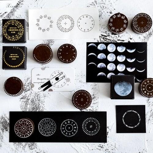 Vintage moon phase calendar clock round stamp DIY wooden rubber stamps for scrapbooking stationery scrapbooking standard stamp
