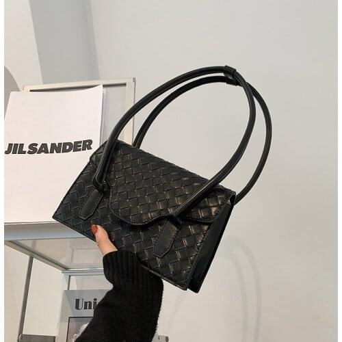 Womens Shoulder Bag Woven texture pattern Square Pure Color Leather Handbags Wholesale 2021 New Fashion Elegant Female Bags