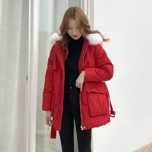 Bella philosophy real collar women down jacket 2019 winter lady Korean fashion white duck down coat thickened female outwear
