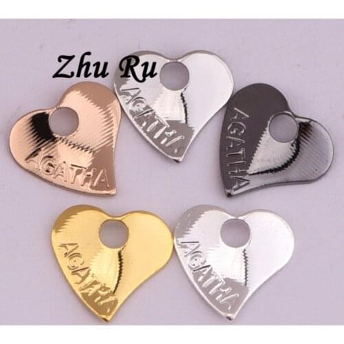ZHU RU 20pcs/lot 10.5*11mm copper Carved letters in love heart Affection pendant charm Diy Jewelry Findings Accessories