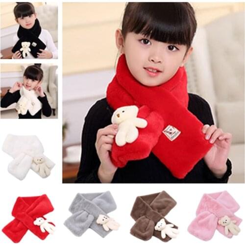 Winter New Imitation Rabbit Hair Pure Color ChildrenS Scarf Baby Boys Girls Plush Little Bear Neck Warm Scarves Free Shipping