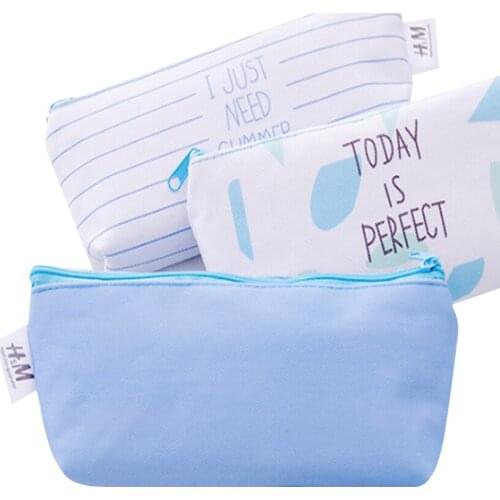 1pcs/lot party favor gifts Korean canvas pencil case zipper pen pencil bag storage bag pouch stationery school and office