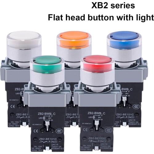 1Pcs XB2-BW3161 XB2-BW3361 XB2-BW3462 XB2-BW3561 XB2-BW3661 Metal Button With Light Self Reset/Self Lock Aperture 22mm 24V 380V