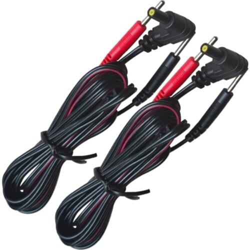 100Pcs/Lot 2 In 1 Safe Plug DC 2.35mm Replacement Electrode Tens Lead Wires/Cables With 2.0mm Pin For Tens Massager Machine