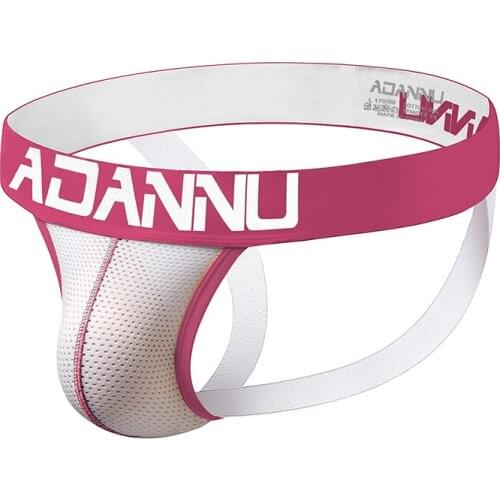 2020 ADANNU Brand Men Mesh Low Waist Sexy Men Briefs Gay Penis Pouch Wonderjock Bikini Underwear Jockstrap thong tanga